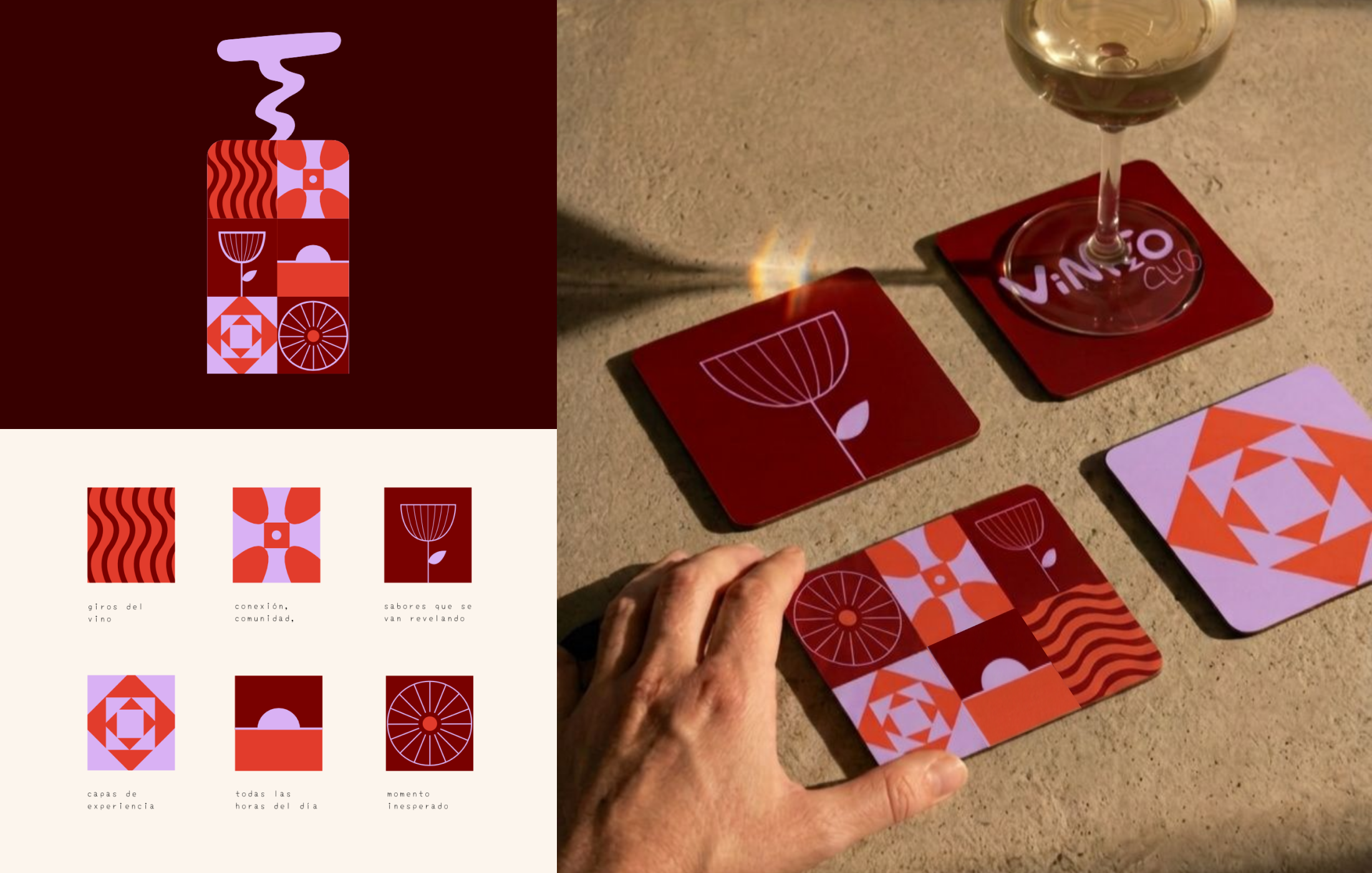 Vinito Club pattern and coaster applications